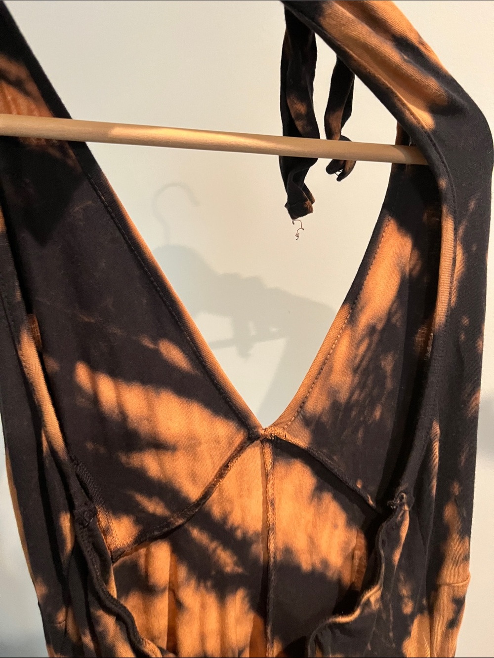 Tie-Dye Halter Fringe Jumpsuit in Black & Orange - Picture 3 of 4
